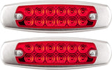 6.2" LED Marker Clearance Light 12 LED Amber/Red Trailer Lights, Surface Mount Sealed 6-1/5" Amber/Red Rectangular Spyder Fish Shape Marker & Clearance Lights with Stainless Steel Rim Bezel 12V