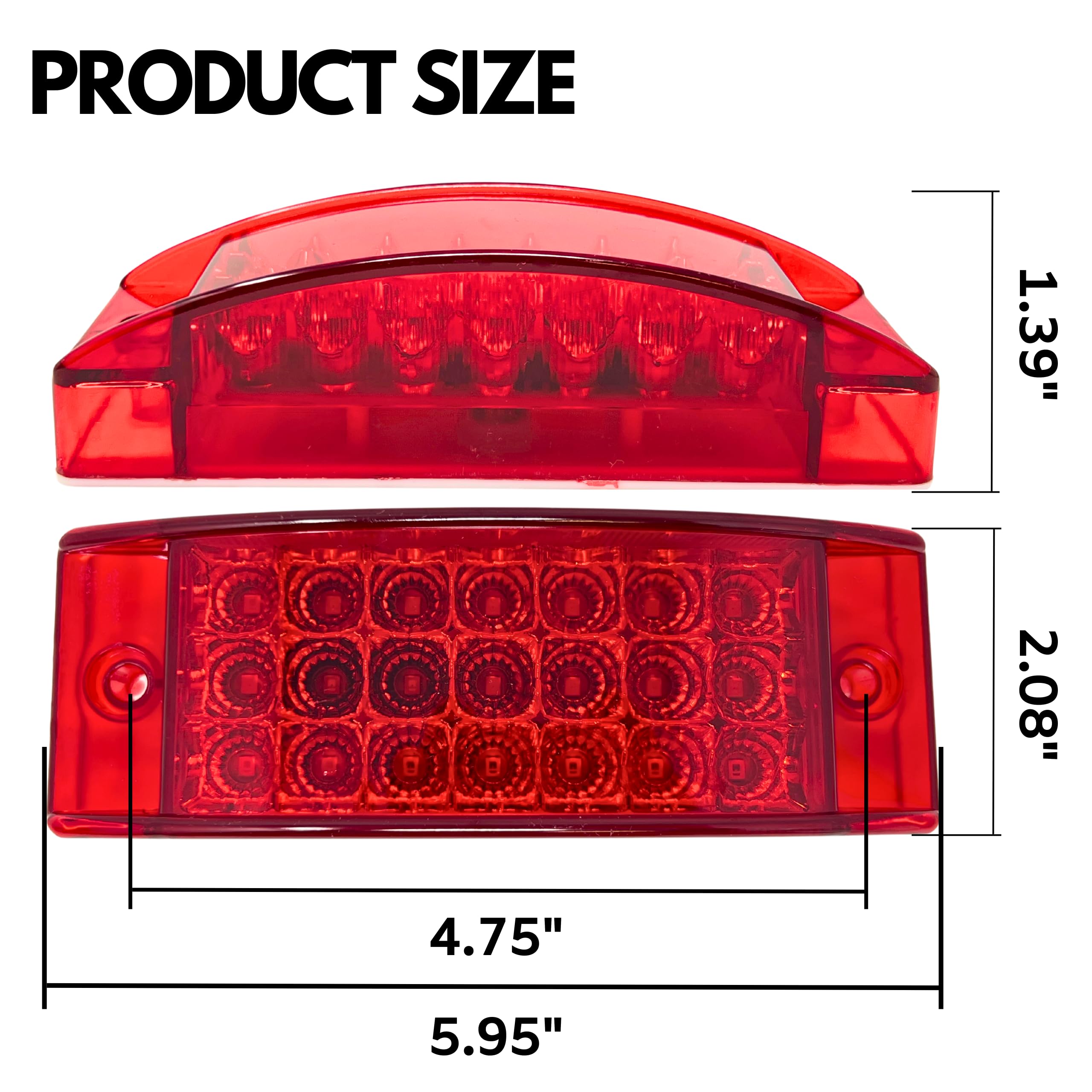 All Star Truck Parts] Qty 10 Amber/Red 6" 21 LED Side Marker Clearance Light Rectangle 12V Truck Trailer Camper Boat Marine 6x2 Rectangular Surface Mount [Sealed and Waterproof]