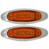 [12-LED RED/AMBER] [6.7" x 2.2"] Side Marker Red Light with Chrome Bezel, Universal LED Clearance Markers for Truck Trailer Boat ATV Marine Marker lights 12V High Brightness Side Marker Lights