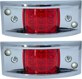 Amber/Red Rectangular 4-4/5" Armored-Style Clearance Side Marker Light Chrome 12LED, Rectangle Led Trailer Clearance Lights, Surface Mount Led Lights