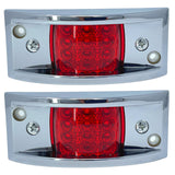 All Star Truck Parts Red Rectangular 4-4/5" Armored-Style Clearance Side Marker Light Chrome 12LED, Rectangle Led Trailer Clearance Lights, Surface Mount Led Lights