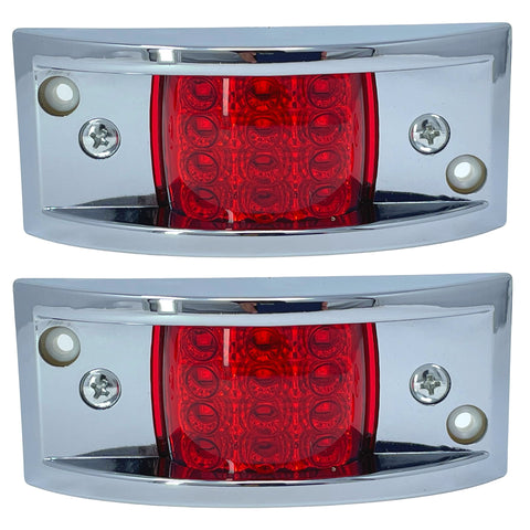 All Star Truck Parts Red Rectangular 4-4/5" Armored-Style Clearance Side Marker Light Chrome 12LED, Rectangle Led Trailer Clearance Lights, Surface Mount Led Lights