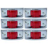 All Star Truck Parts Red Rectangular 4-4/5" Armored-Style Clearance Side Marker Light Chrome 12LED, Rectangle Led Trailer Clearance Lights, Surface Mount Led Lights