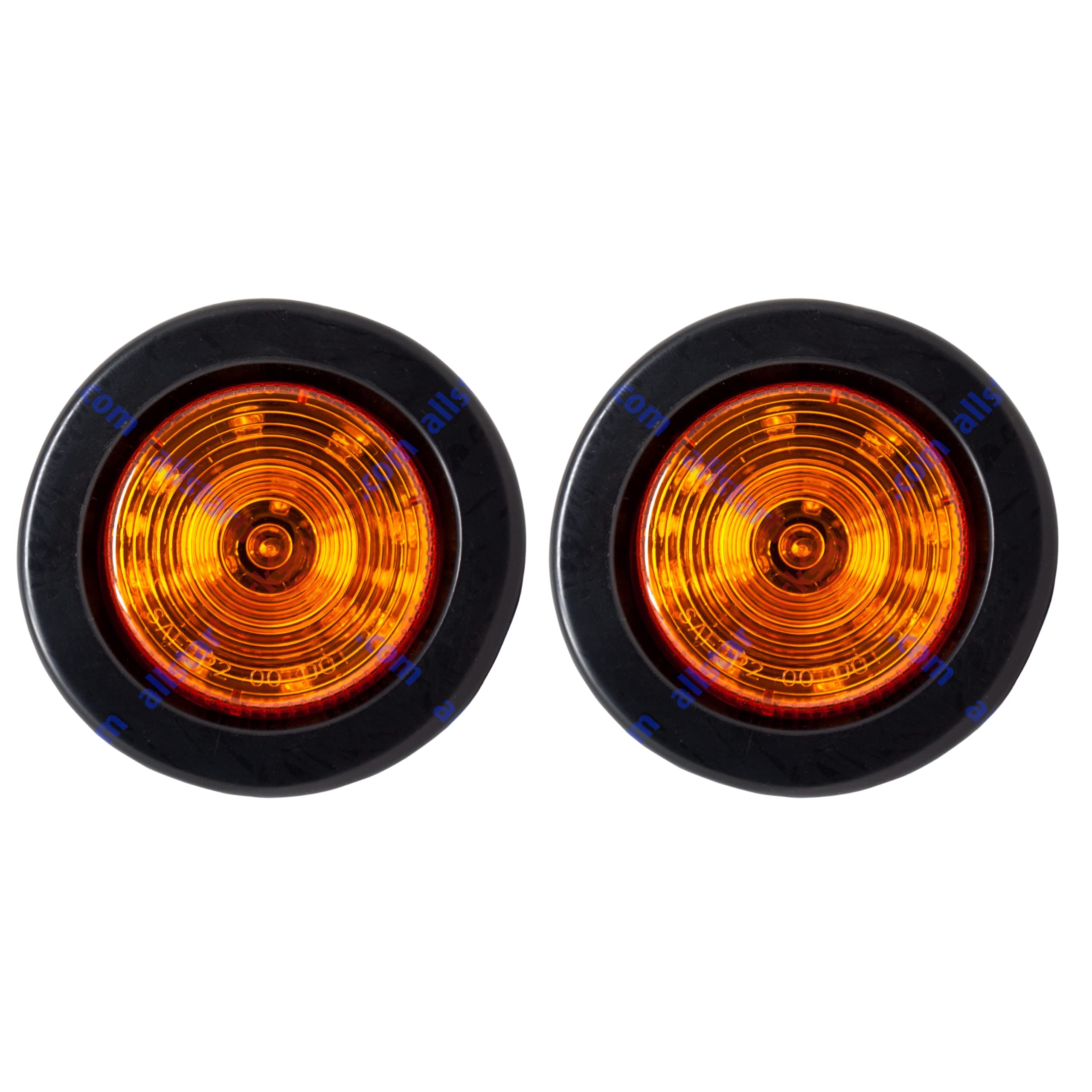 All Star Truck Parts] 2.5" Red/Amber 12 Led Round Side Marker Clearance Lights Grommet Flush Mount, Sealed Truck Trailer with Reflex Lens, IP67 Waterproof- Super Bright DOT SAE P2 FMVSS 180