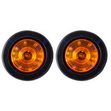 All Star Truck Parts] 2.5" Red/Amber 12 Led Round Side Marker Clearance Lights Grommet Flush Mount, Sealed Truck Trailer with Reflex Lens, IP67 Waterproof- Super Bright DOT SAE P2 FMVSS 180