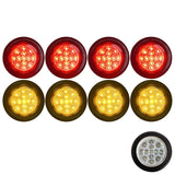 2" Round Amber/Red 13 LED Light Side Marker Clearance Clear Lens Reflector Lens Rubber Grommet + Removable 2 Wire Pigtail Plug IP67 Waterproof Trailers RV's Trucks Off Road 12V