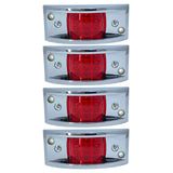 All Star Truck Parts Red Rectangular 4-4/5" Armored-Style Clearance Side Marker Light Chrome 12LED, Rectangle Led Trailer Clearance Lights, Surface Mount Led Lights