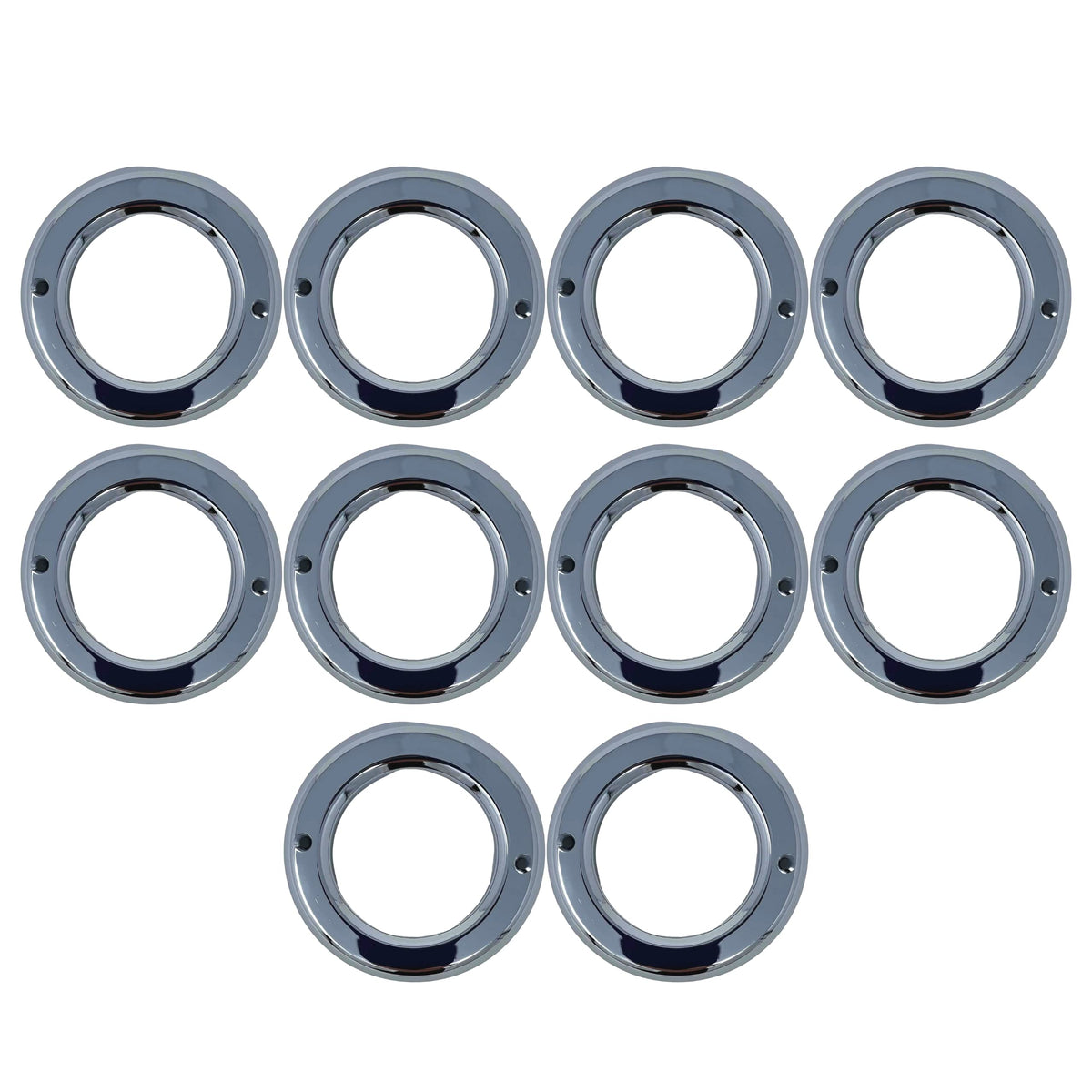 All Star Truck Parts] [10x 2" Inch Round Chrome Bezel Grommet for Vehicle Lights Side Marker Stop Turn Tail Light Covers Rings for Truck Trailer Kenworth Peterbilt 10pcs