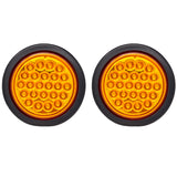 Red/White/Amber 4" Round 24 LED Stop Turn Tail Light Reverse Backup Parking Running Lights 3 Wire Pigtail Plug Grommet Trucks Trailer RV Boat Camper Dump Truck IP67 Waterproof DOT Certified 12V