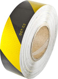 Waterproof Reflective Safety Tape Roll 1"/2" Yellow Black Striped Floor Marking Tape Hazard Caution Warning Tape Auto Truck Self-Adhesive Safety Sticker Strips for Wall Factory Trailer