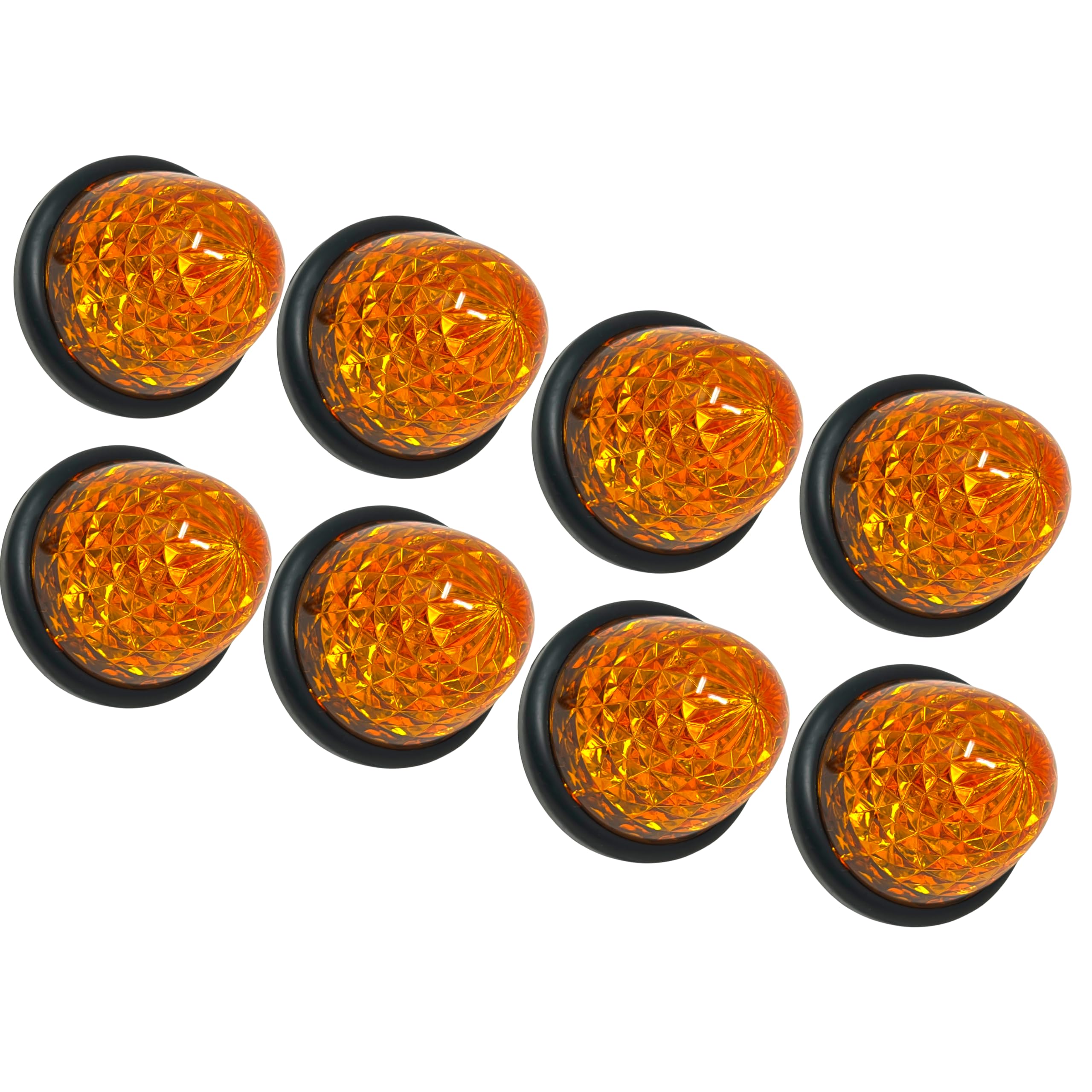 All Star Truck Parts 3.5" Inch Diameter 16 LED Round Beehive Cone Watermelon Trailer Side Marker Lights Red Amber Clear Lens Submersible 12V Rear Lights Peterbilt Trucks ATV Motorcycle