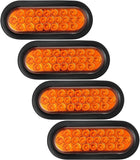 Red/White/Amber 4" Round 24 LED Stop Turn Tail Light Reverse Backup Parking Running Lights 3 Wire Pigtail Plug Grommet Trucks Trailer RV Boat Camper Dump Truck IP67 Waterproof DOT Certified 12V