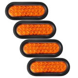 All Star Truck Parts] 6" Inch Amber Oval 24 LED Mid Turn Tail Signal Truck Light w Rubber Grommet+3 wire Pigtail Trailer Plug - DOT/SAE Approved and Marked, Waterproof, Super Bright!