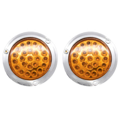 Red/White/Amber 4" Round LED Trailer Tail Light 24 LED Chrome Bezels Stop Turn Tail Brake Signal/Reverse Backup/Marker Lights Trucks Trailer RV Camper Dump Truck Waterproof