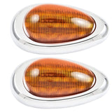 All Star Truck Parts Pair (Qty 2) 6" Amber Sleeper Cab LED Side Marker/Turn Signal Led Light Clearance For Freightliner Century/Columbia Surface Mount Chrome Bezel Amber 15 LED Clear Lens Oval Sealed