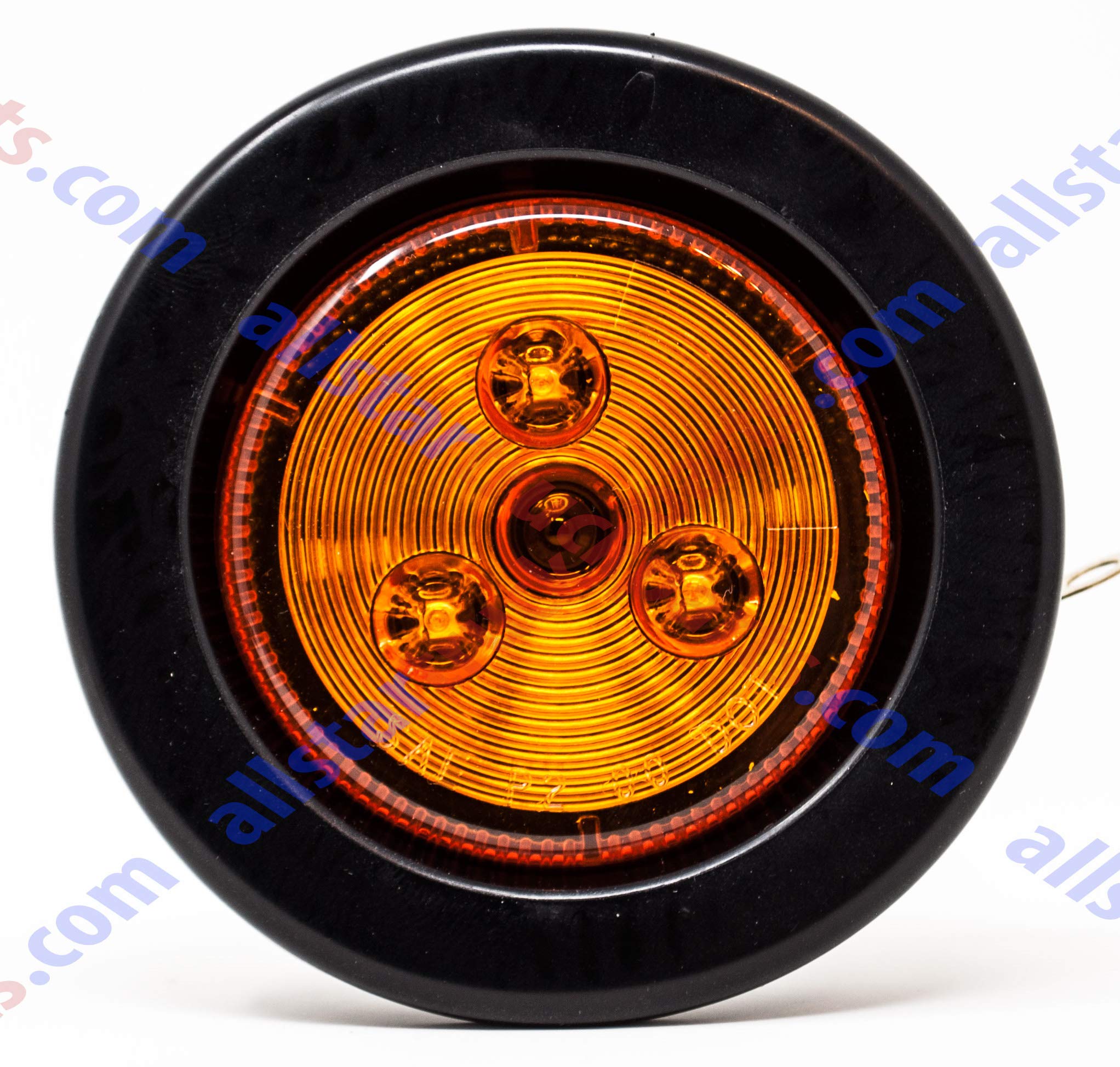 Red/Amber 2" Round Trailer 9 LED Clearance Side Marker Lights [DOT FMVSS 108] [SAE P2] [Reflector Lens] [Grommet+Plug] [Flush-Mount] [Waterproof IP67] Marker Clearance Lights Trailer Truck