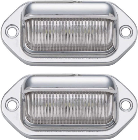 2pc LED License Plate Light [SAE/DOT Certified] [Waterproof] [Heavy Duty] Convenience LED Courtesy Light for Trailers, RV, Trucks & Boats License Tags - Chrome Housing, 6 LED's in each light!