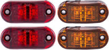 [ALL STAR TRUCK PARTS] Red/Amber 2.5" 2 Diode Oval LED Trailer Truck Clearance Light Side Marker Light 4PCS, Surface Mount Little Boat Marine Led Lights RV Camper Accessories