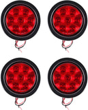 4" Inch 7 LED Round Stop/Backup/Reverse Truck Trailer Tail Light Kit w. Grommet & Pigtail