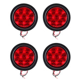 All Star Truck Parts 4" Inch Round 7 LED Red/White Trailer Tail Lights Kit Round Led Stop Turn Tail Back-up Reverse Fog Lights Reflective Lens Grommet 3-Prong Wire Pigtails for Truck Trailer RV 12V