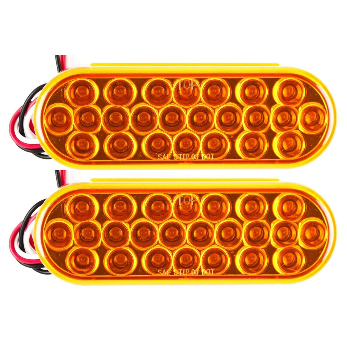 All Star Truck Parts Amber 6" Oval 24 LED Trailer Signal Mid Turn Stop Turn Tail Mid Ship Indicator Light DOT/SAE Certified IP67 Waterproof Headache Rack Backrack Truck Camper RV Flatbed 12V Bright