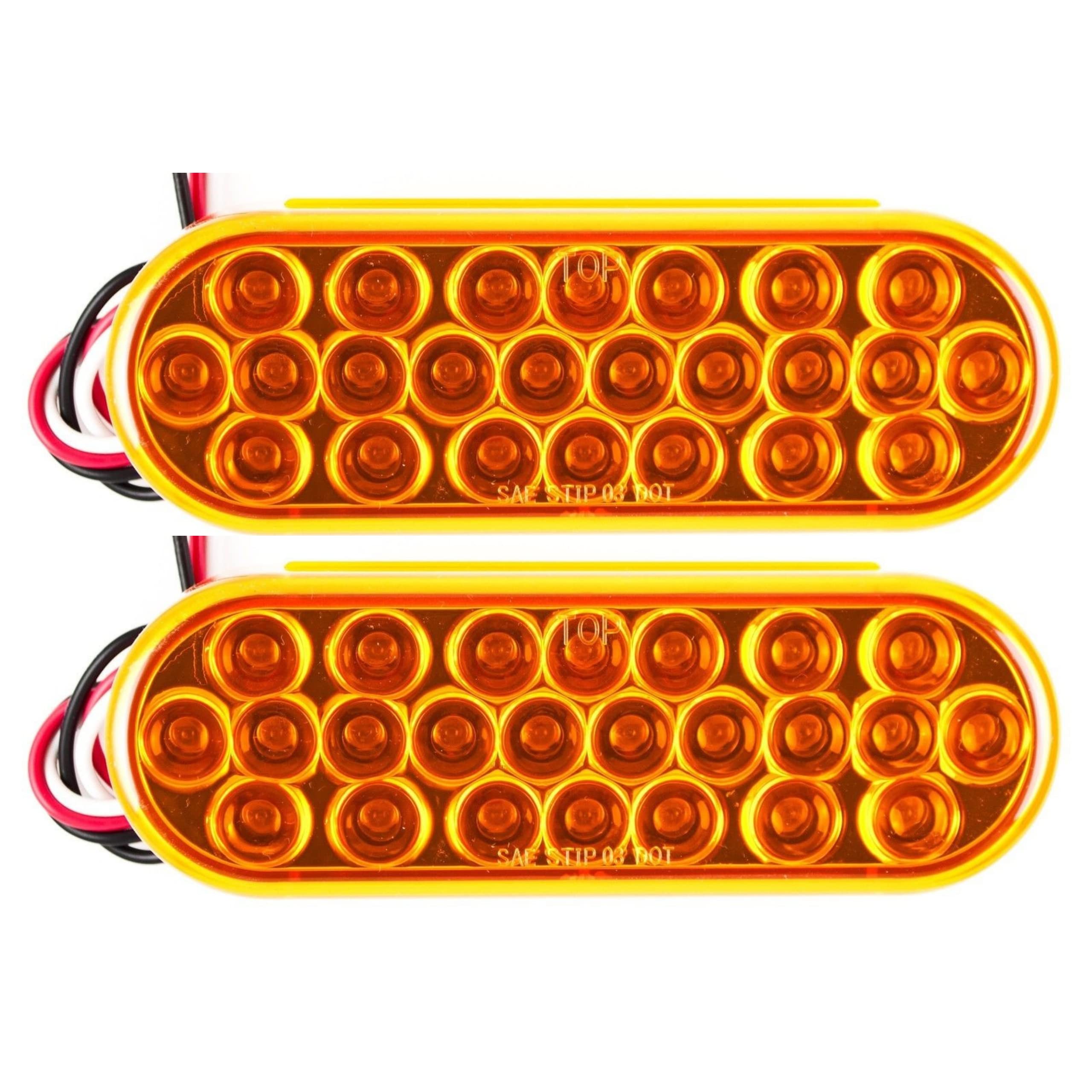 All Star Truck Parts Amber 6" Oval 24 LED Trailer Signal Mid Turn Stop Turn Tail Mid Ship Indicator Light DOT/SAE Certified IP67 Waterproof Headache Rack Backrack Truck Camper RV Flatbed 12V Bright