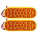 All Star Truck Parts Amber 6" Oval 24 LED Trailer Signal Mid Turn Stop Turn Tail Mid Ship Indicator Light DOT/SAE Certified IP67 Waterproof Headache Rack Backrack Truck Camper RV Flatbed 12V Bright