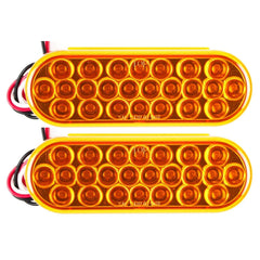 All Star Truck Parts Amber 6" Oval 24 LED Trailer Signal Mid Turn Stop Turn Tail Mid Ship Indicator Light DOT/SAE Certified IP67 Waterproof Headache Rack Backrack Truck Camper RV Flatbed 12V Bright