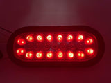 2Pcs 6.3 inch inch Oval Truck Trailer 23 LED Tail Stop Brake Lights Taillights Running Red White Backup Reverse Lights,Sealed Lights w reflectors Flush Mount Rubber Grommet