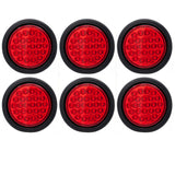 Red/White/Amber 4" Round 24 LED Stop Turn Tail Light Reverse Backup Parking Running Lights 3 Wire Pigtail Plug Grommet Trucks Trailer RV Boat Camper Dump Truck IP67 Waterproof DOT Certified 12V