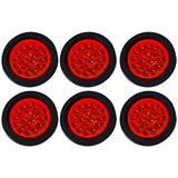 4" Round LED Trailer Tail Light 18 LED Red/White Stop Turn Tail Reverse Backup Running Lights w/Rubber Grommet Direct Wiring for Trucks Trailer RV Boat IP67 Waterproof DOT/SAE Approved 12V