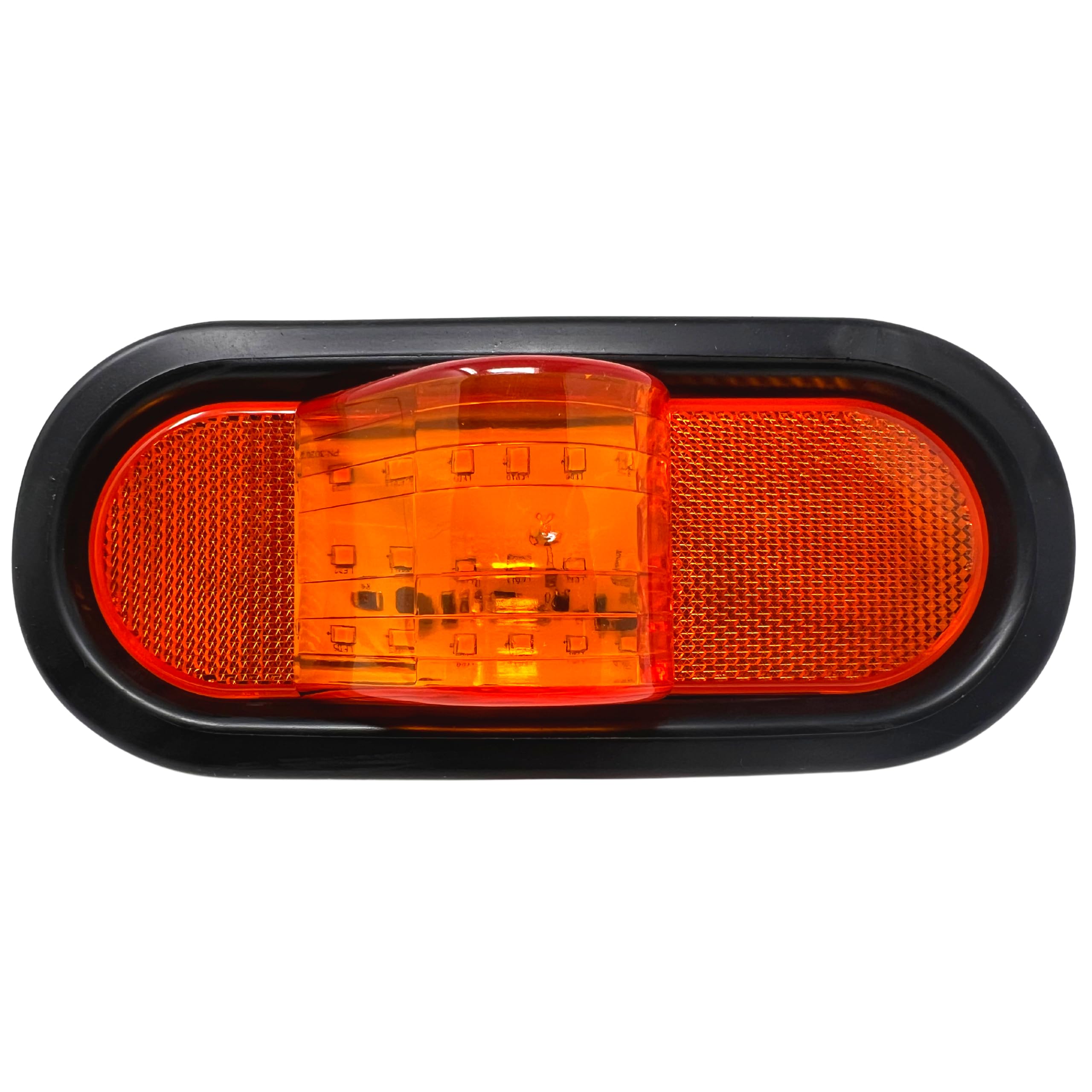 Qty 2 6" Mid Turn Signal Amber Marker Light Rubber Mount 18 LED w/Reflex Lens Universal Waterproof 6 Inch Oval Led Mid-Ship Marker and Turn Signal Semi Truck Trailer Peterbilt Kenworth Light