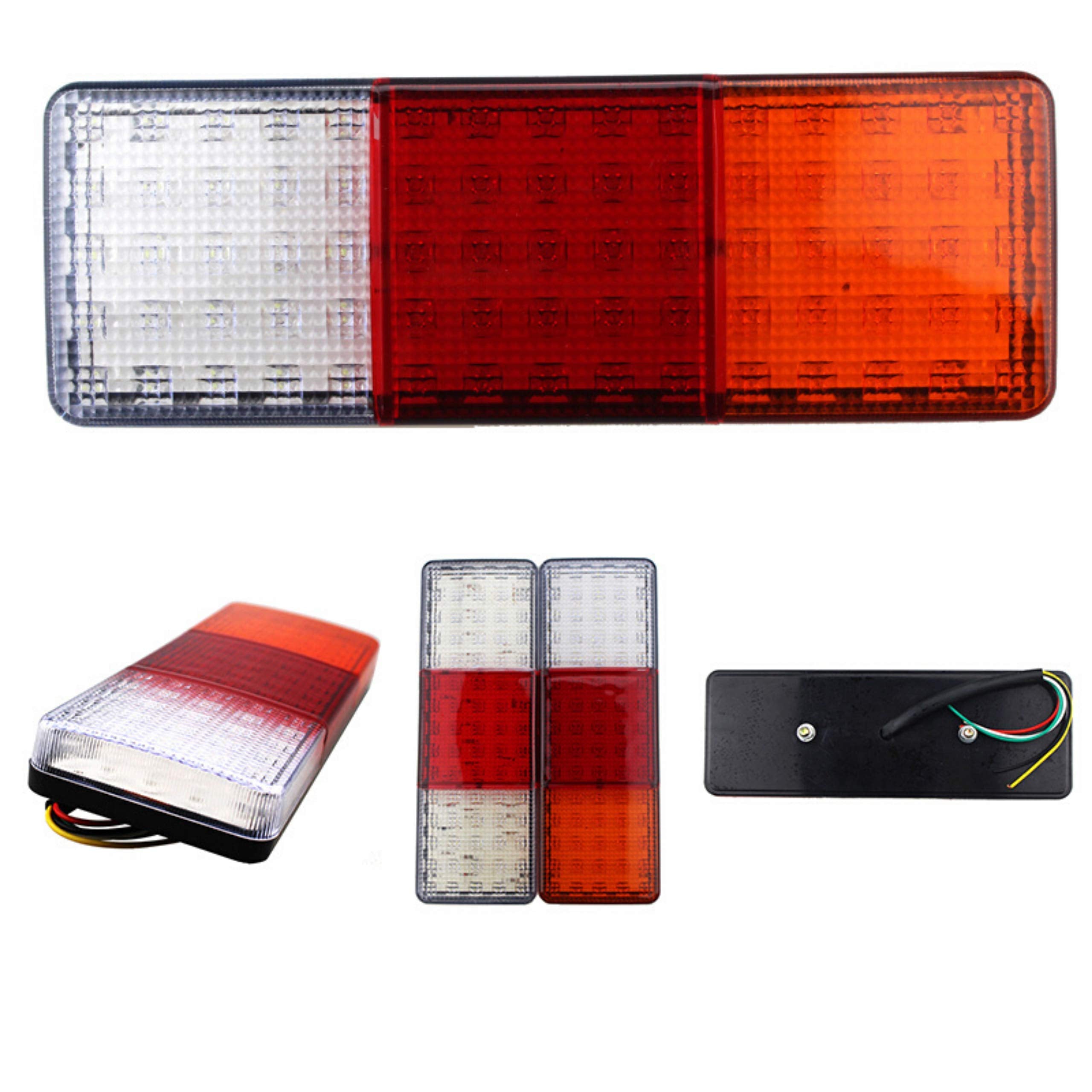 [ALL STAR TRUCK PARTS] 75 LED Truck Rectangle 3 Color Tail Light Bar Waterproof Turn Signal Brake Reverse Running Taillight for Truck Boat Trailer Pickup RV Camper UTV UTE Vans (2PCS) 12V