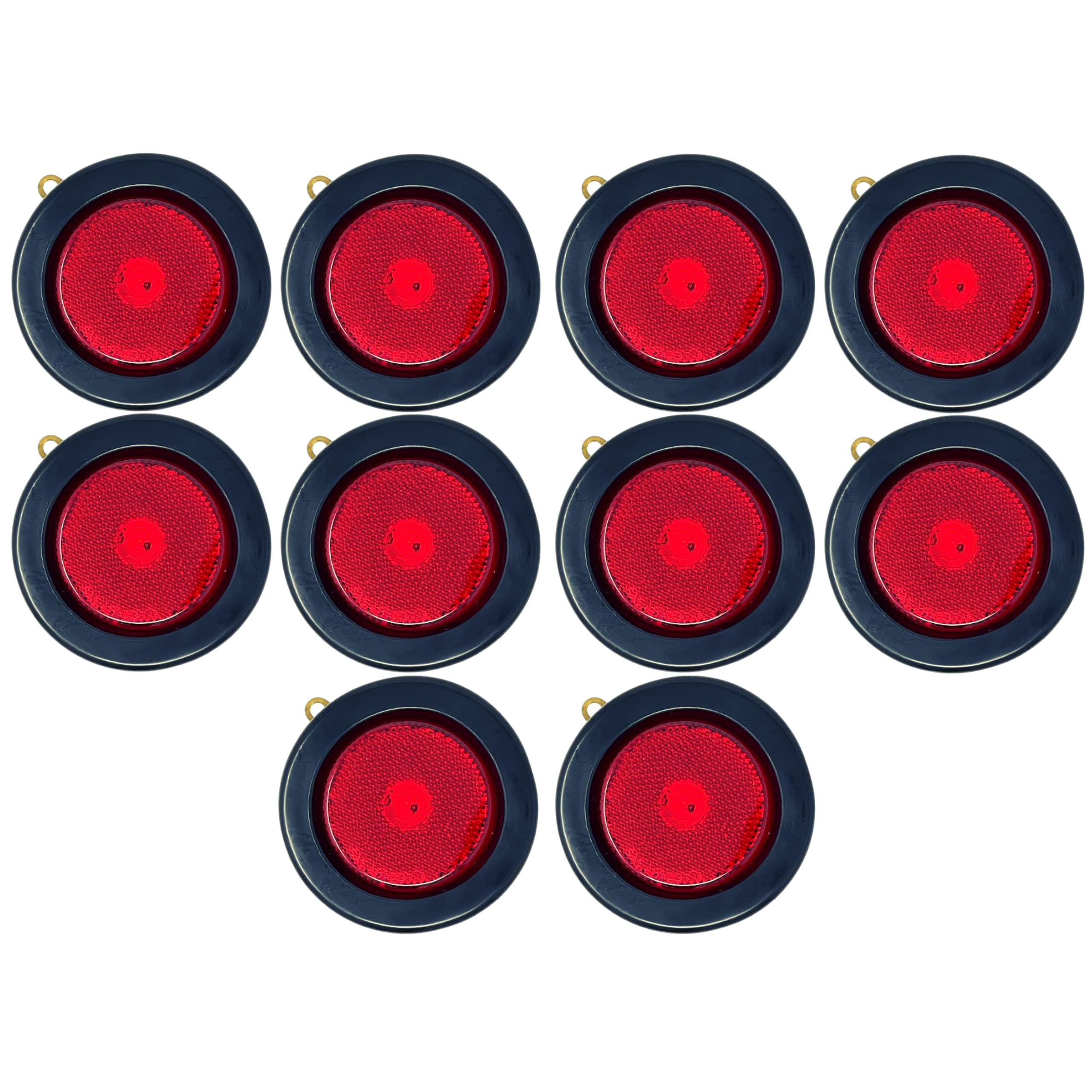 All Star Truck Parts] 2.5" Red/Amber 4 Led Round Side Marker Clearance Lights Grommet Flush Mount, Sealed Truck Trailer with Reflex Lens, IP67 Waterproof- Super Bright DOT SAE P2 FMVSS 180