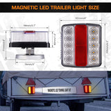 26 LED Magnetic Trailer Light Kit 2PCS LED Trailer Light Universal Running Brake Turn License Light IP68 Waterproof Adsorbed Magnet 24ft Cable 7-pin 5-pin Plug Red Clear Lens