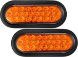 Red/White/Amber 4" Round 24 LED Stop Turn Tail Light Reverse Backup Parking Running Lights 3 Wire Pigtail Plug Grommet Trucks Trailer RV Boat Camper Dump Truck IP67 Waterproof DOT Certified 12V