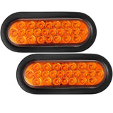 All Star Truck Parts] 6" Inch Amber Oval 24 LED Mid Turn Tail Signal Truck Light w Rubber Grommet+3 wire Pigtail Trailer Plug - DOT/SAE Approved and Marked, Waterproof, Super Bright!