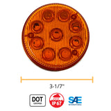 All Star Truck Parts 4 PC 3-1/7" Round LED Light Chrome Side Marker Clearance S/T/T 3 Wire Design [2 Screw Surface Mount] [9 LEDs] [Chrome Base] [IP 67] for Trailers - Red/Amber