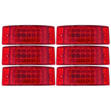 All Star Truck Parts] Qty 6 Amber/Red 6" 21 LED Side Marker Clearance Light Rectangle 12V Truck Trailer Camper Boat Marine 6x2 Rectangular Surface Mount [Sealed and Waterproof]