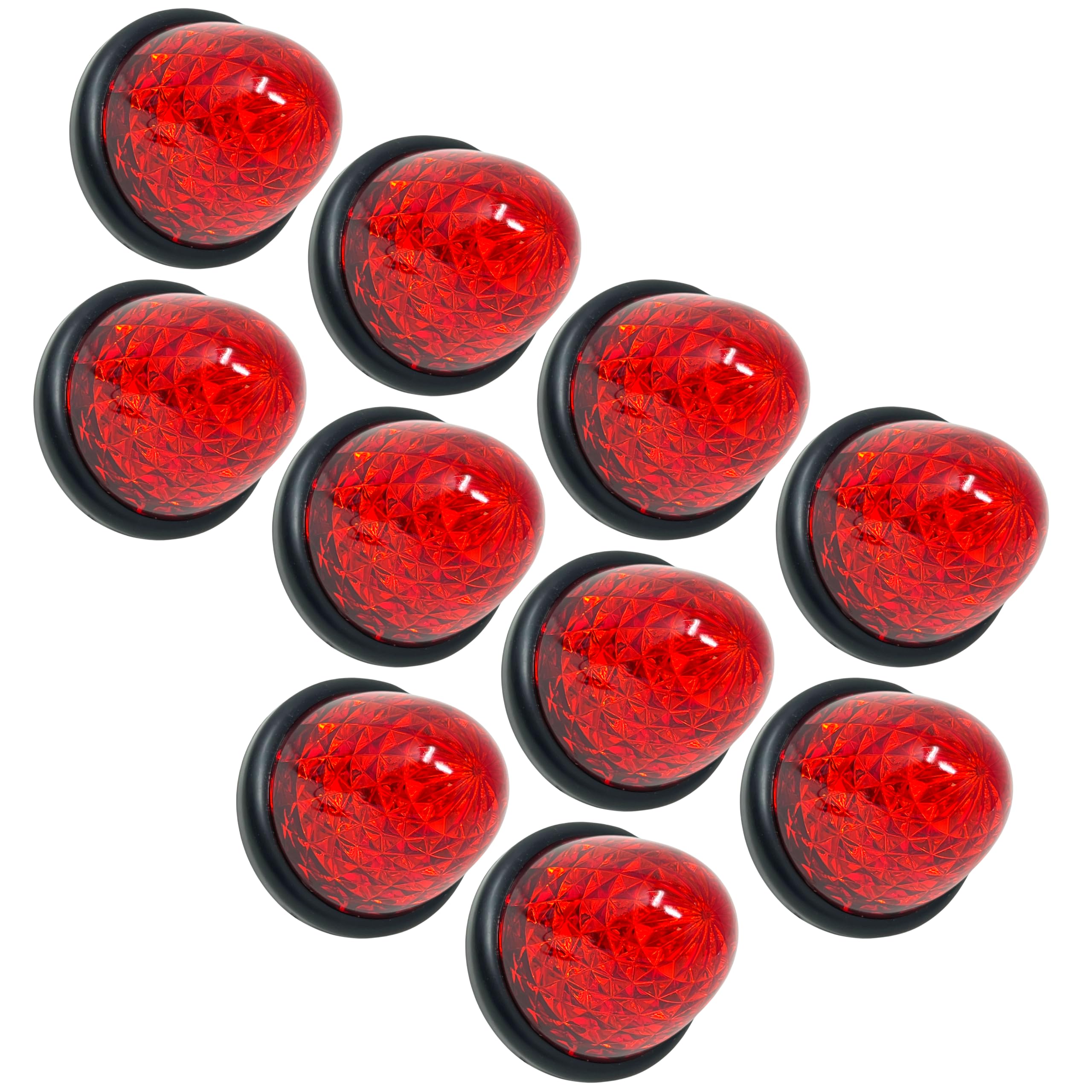 All Star Truck Parts 3.5" Inch Diameter 16 LED Round Beehive Cone Watermelon Trailer Side Marker Lights Red Amber Clear Lens Submersible 12V Rear Lights Peterbilt Trucks ATV Motorcycle