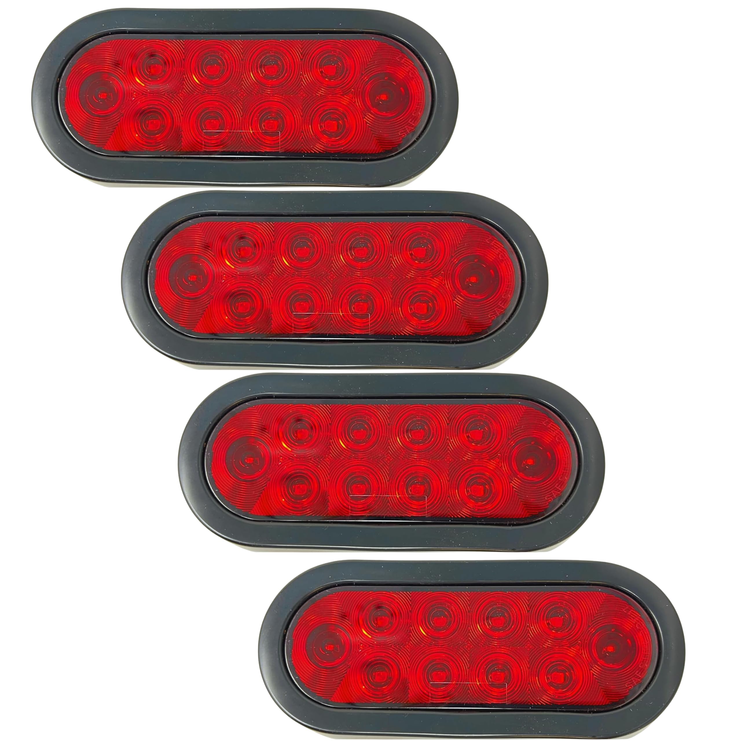 Red/White/Amber 6" Oval 10 LED Trailer Stop Turn Tail Light Kit DOT Certified Grommets Plugs IP67 Waterproof Mid Turn Parking Reverse Back Up Signal Headache Rack Backrack