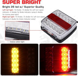 26 LED Magnetic Trailer Light Kit 2PCS LED Trailer Light Universal Running Brake Turn License Light IP68 Waterproof Adsorbed Magnet 24ft Cable 7-pin 5-pin Plug Red Clear Lens