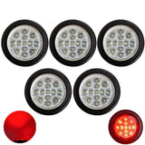 2" Round Amber/Red 13 LED Light Side Marker Clearance Clear Lens Reflector Lens Rubber Grommet + Removable 2 Wire Pigtail Plug IP67 Waterproof Trailers RV's Trucks Off Road 12V