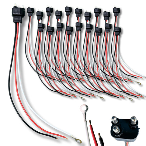 20X 3 Wire Plug Truck Trailer Light Plug Molded 3 Prong Pigtail Harness Connector for Stop Turn Tail Reverse Brake Backup for Sealed 4" Round 6' Oval Light 12V Red White Black Wires 16AWG, 9" Length