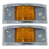 All Star Truck Parts Amber Rectangular 4-4/5" Armored-Style Clearance Side Marker Light Chrome 12LED, Rectangle Led Trailer Clearance Lights, Surface Mount Led Lights