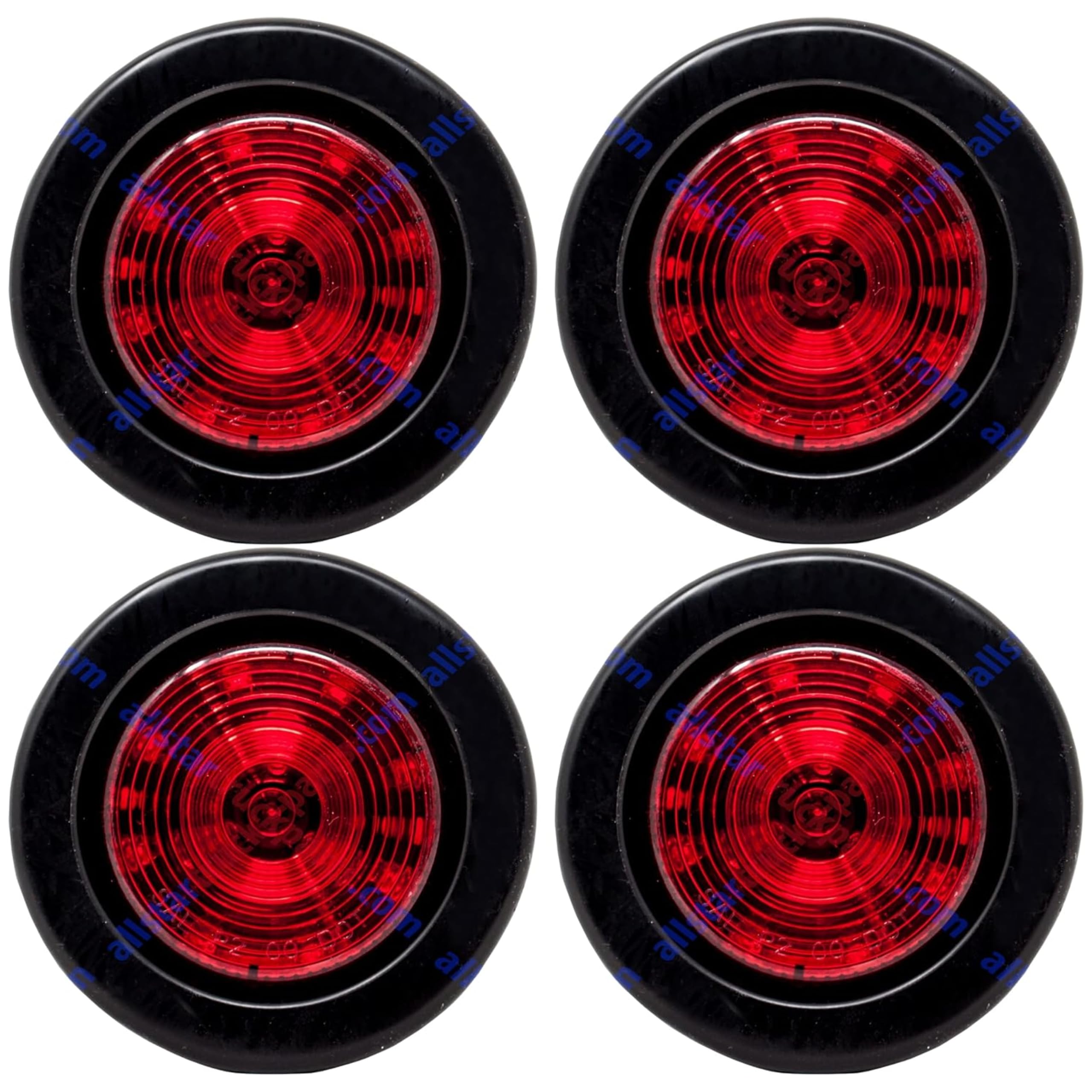 All Star Truck Parts] 2.5" Red/Amber 12 Led Round Side Marker Clearance Lights Grommet Flush Mount, Sealed Truck Trailer with Reflex Lens, IP67 Waterproof- Super Bright DOT SAE P2 FMVSS 180