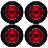 All Star Truck Parts] 2.5" Red/Amber 12 Led Round Side Marker Clearance Lights Grommet Flush Mount, Sealed Truck Trailer with Reflex Lens, IP67 Waterproof- Super Bright DOT SAE P2 FMVSS 180