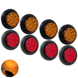 All Star Truck Parts 2" Round Amber/Red 13 LED Light Side Marker Clearance Reflector Lens Rubber Grommet + Removable 2 Wire Pigtail Plug IP67 Waterproof Trailers RV's Trucks Off Road Dump Truck 12V