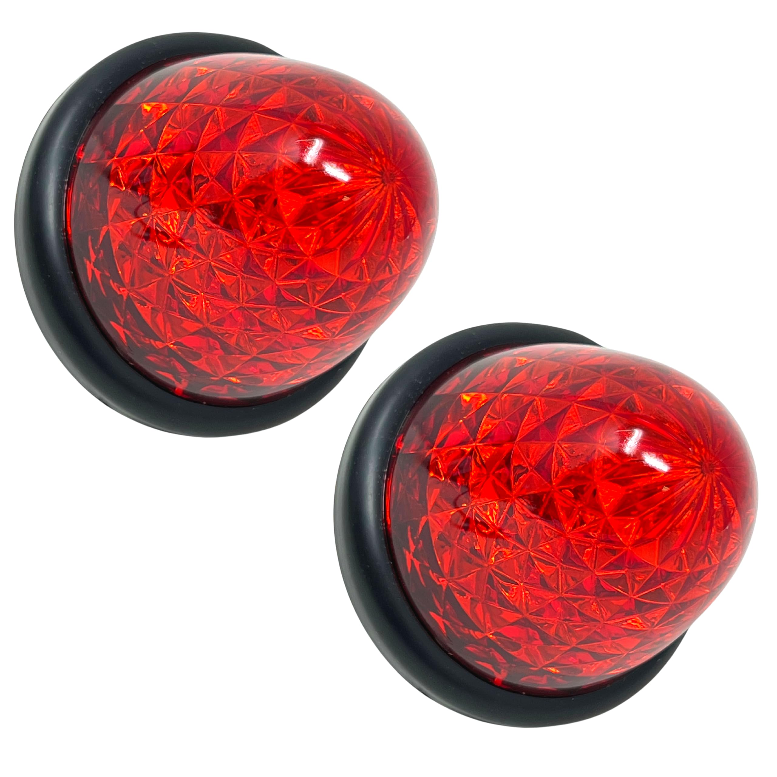 All Star Truck Parts 3.5" Inch Diameter 16 LED Round Beehive Cone Watermelon Trailer Side Marker Lights Red Amber Clear Lens Submersible 12V Rear Lights Peterbilt Trucks ATV Motorcycle