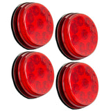 All Star Truck Parts 4 PC 3-1/7" Round LED Light Black ABS Base Side Marker Clearance S/T/T 3 Wire Design [2 Screw Surface Mount] [9 LEDs] [Black ABS Base] [IP 67] for Trailers - Red/Amber